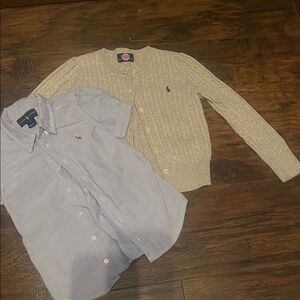 Polo by Ralph Lauren Kids Blue Shirt and Gray Sweater Set